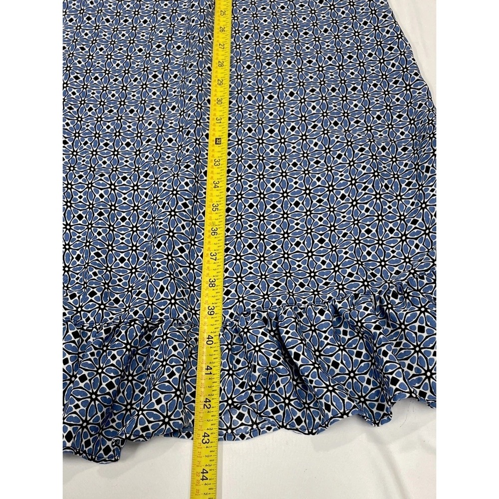 Max Studio Dress Blue Printed Short Sleeve V Neck Midi Tie Waist Women's S NWT - Picture 7 of 9
